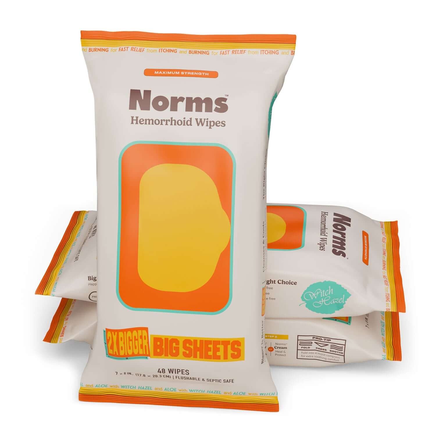 Big Sheets Hemorrhoid Wipes - 48ct (Pack of 3)