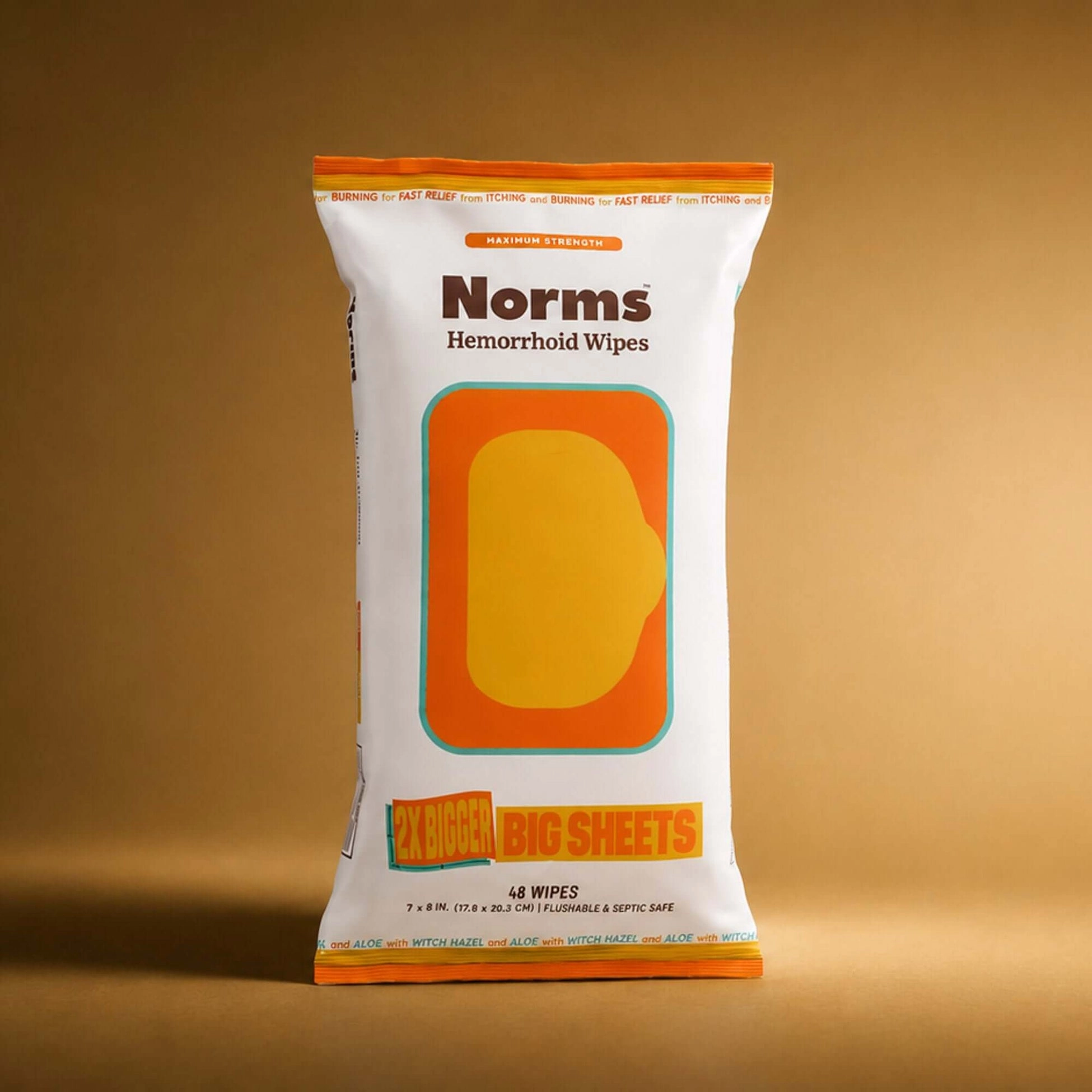 Norms Big Sheets Medicated Hemorrhoid Wipes, 48ct pouch