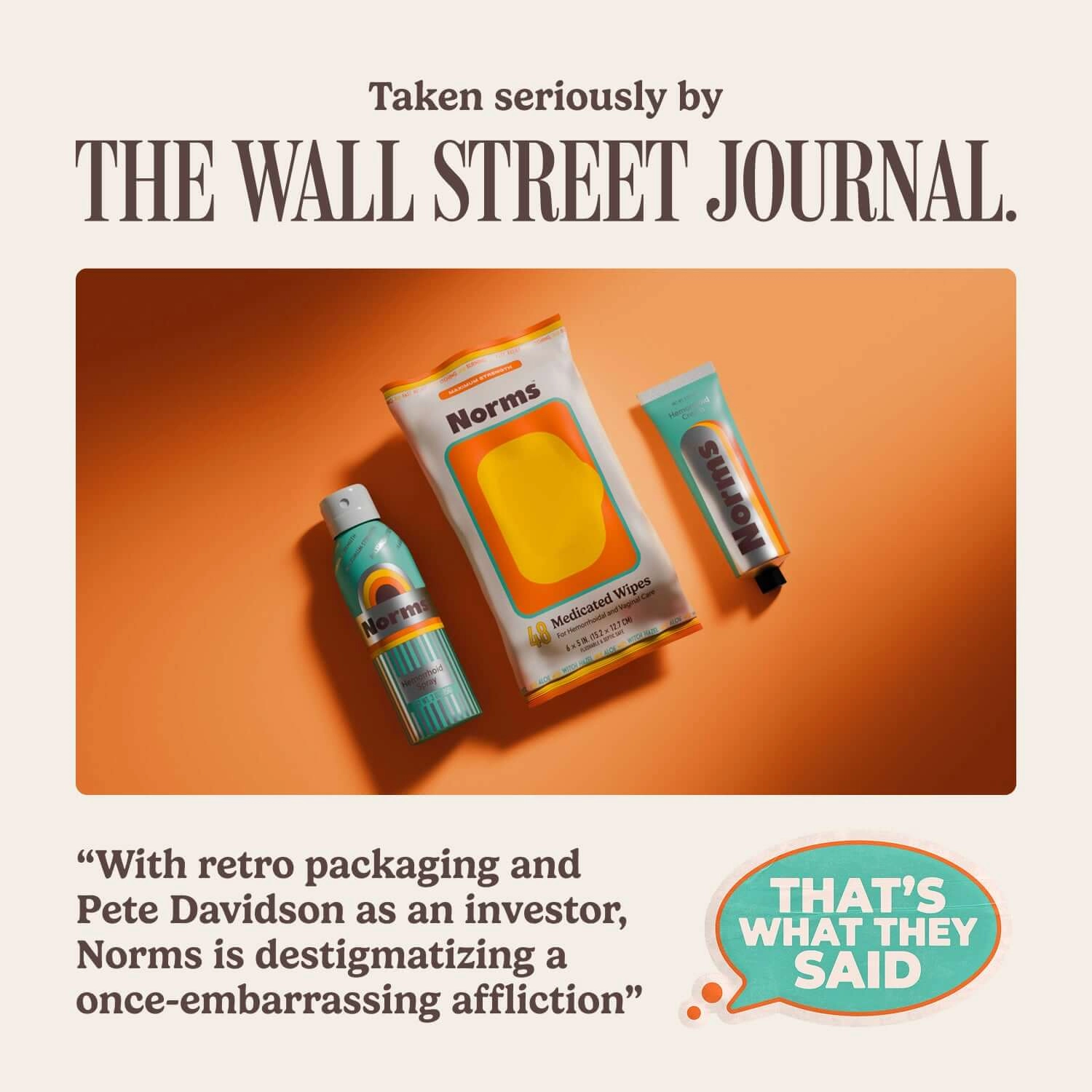 Wall Street Journal Article Feature on Norms Hemorrhoid Products