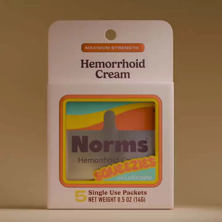 Single Norms Hemorrhoid Cream Squeezie box, compact and on‑the‑go ready