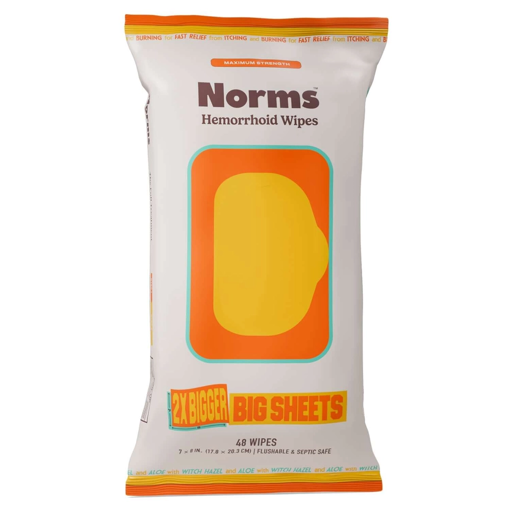 Norms Big Sheets Medicated Hemorrhoid Wipes (48ct)